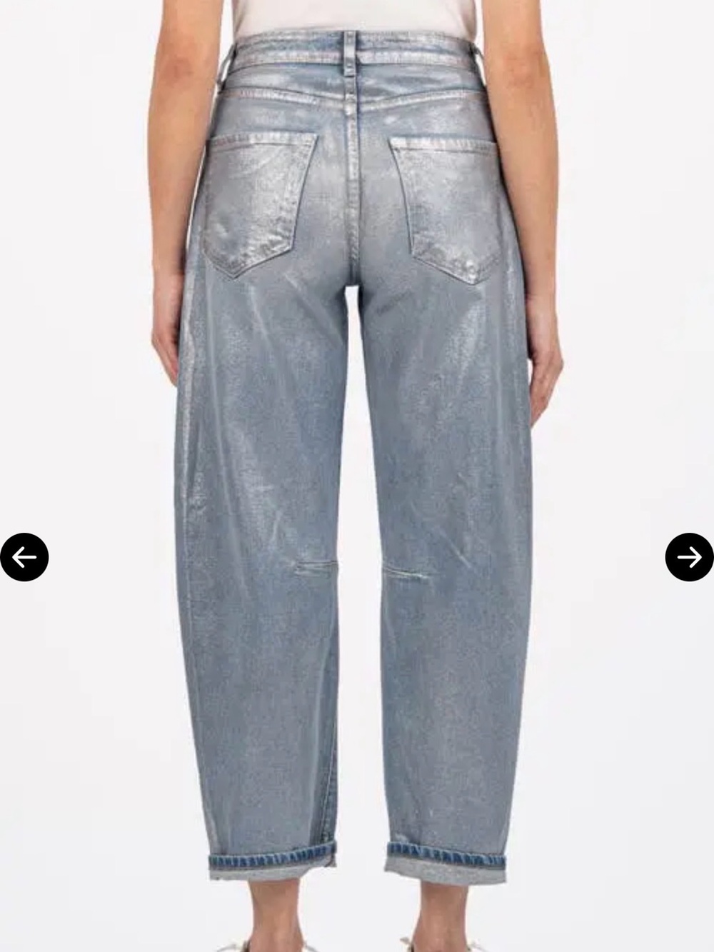 Kut from the Kloth Metallic Silver Ashley Barrel Jeans - Picture 3 of 14